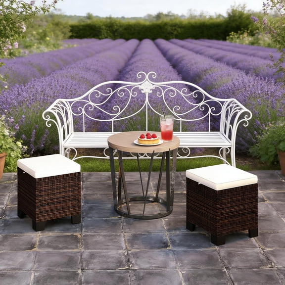 Beige Ottoman Cubes Set of 2,Outdoor Ottoman