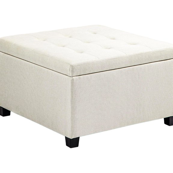 Beige Ottoman with Storage Space / Ideal for Under Window Use