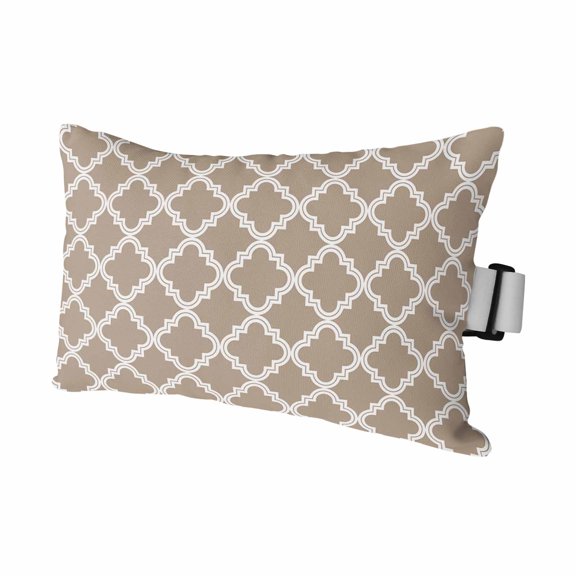 Beige Outdoor Chaise Lounge Pillows Moroccan Geometric Abstract Lumbar Pillows with Insert Adjustable Elastic Strap Headrest Pillow for Recliner Patio Chair 1 Pack 11x16 Inch