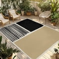 thumbnail image 1 of Beige Outdoor Rug 4x6 Ft - Reversible Patio Rug Outdoor Camping Rugs, Modern Abstract Art Farmhouse Striped Washable Indoor Outdoor Area Rugs, Non-Slip Outdoor Carpet Runner for Deck/Porch, 1 of 8