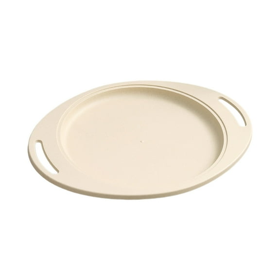 Beige Oval Shaped Plate With Handles Plastic Material Heat Resistant Drop Proof Restaurant Steak Plate Home Dining Dish Beige 0.392 Pounds
