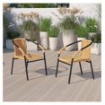 Beige PE Rattan Stackable Patio Dining Chairs, 2 Pack Aluminum Outdoor ...
