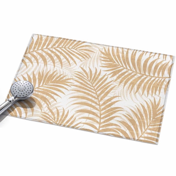 Beige Palm Leaves Washable Area Rug 2 x 3 ft Summer Botanical Tropical Plant Rustic Soft Non Slip Rugs Stain Repellent Indoor Felt Carpet for Living Dining Room Bedroom Home Office