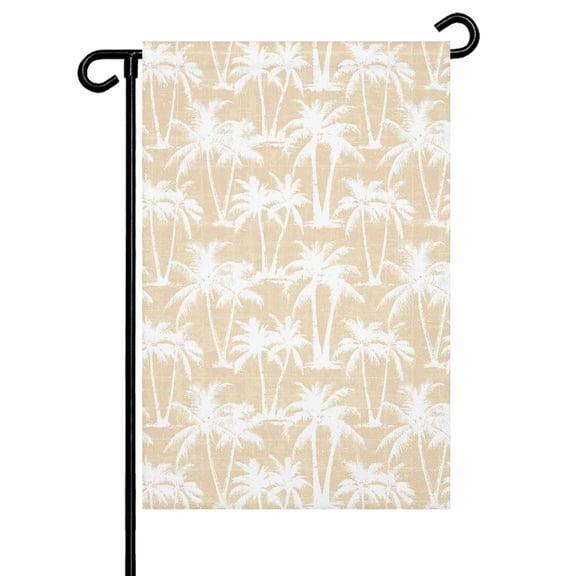 Beige Palm Tree Garden Flag 12x18 Inch Summer Tropical Country Nautical Beach Silver Tree Leaf Double Sided Small Decorative Garden Flags for Outside, Outdoor Yard Porch Lawn Decoration