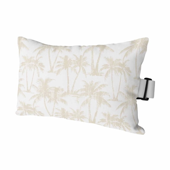Beige Palm Tree Outdoor Pillows for Chaise Lounge Chair Waterproof Lumbar Pillows with Insert&Adjustable Elastic Strap Beach Headrest Pillow Summer Tropical Tree Coastal Beach Pool Pillow 11"x16"