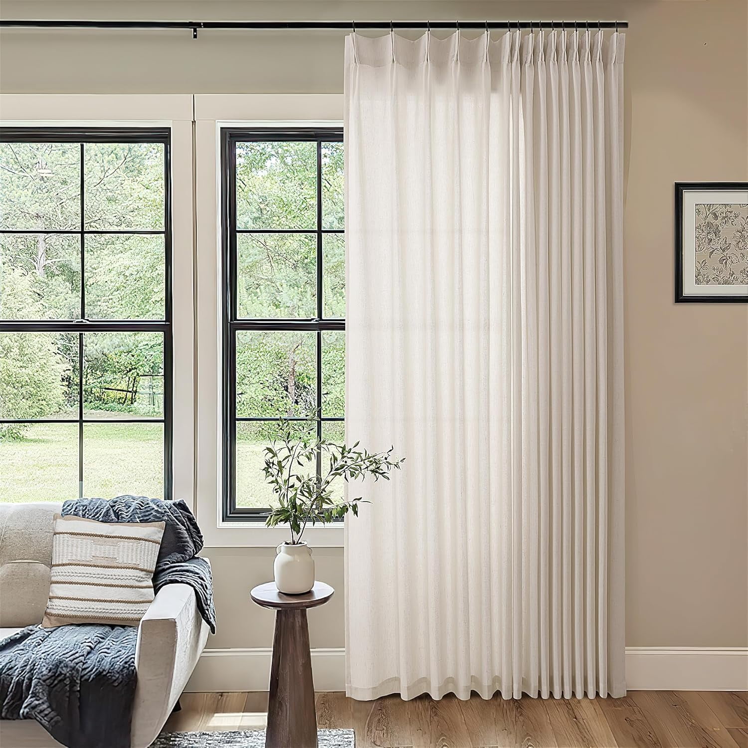 Beige Patio Sliding Door Curtains 100 Width 102 Inches Long Pinch ...