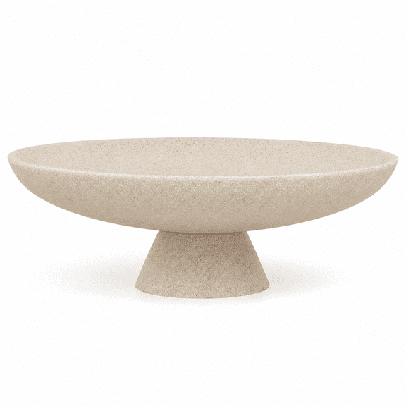 Beige Pedestal Decorative Bowl, Modern Handcrafted Use for Kitchen Counter Entryway