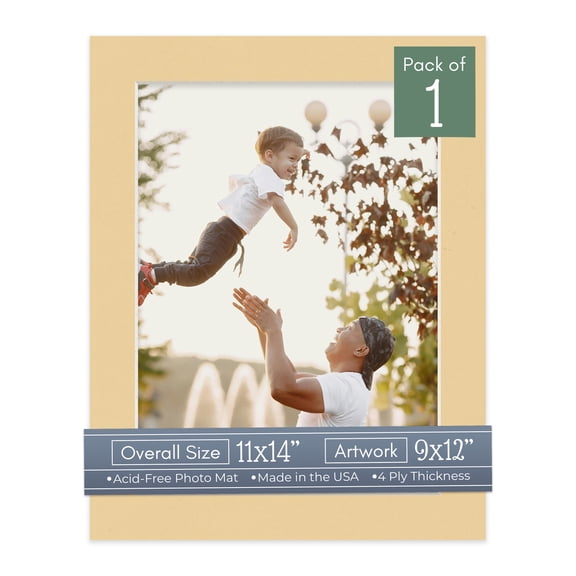 Beige Picture Frame Mat for 11x14 Frames - Fits 9x12 Photos - 1 Mat