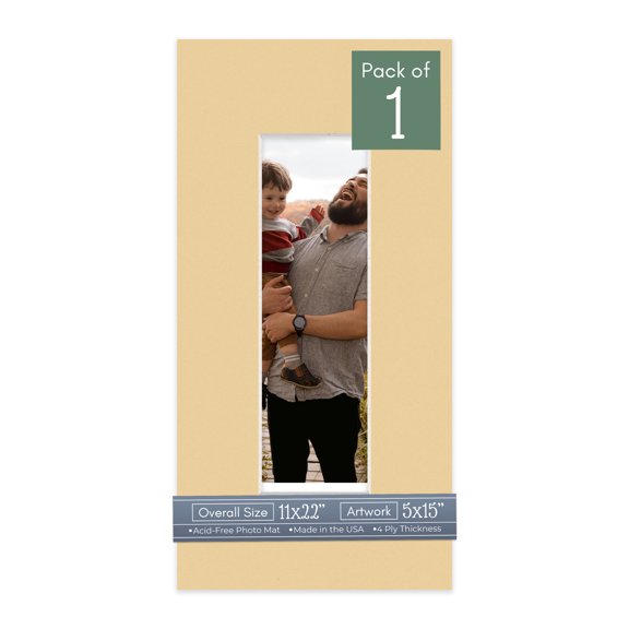Beige Picture Frame Mat for 11x22 Frames - Fits 5x15 Photos - 1 Mat