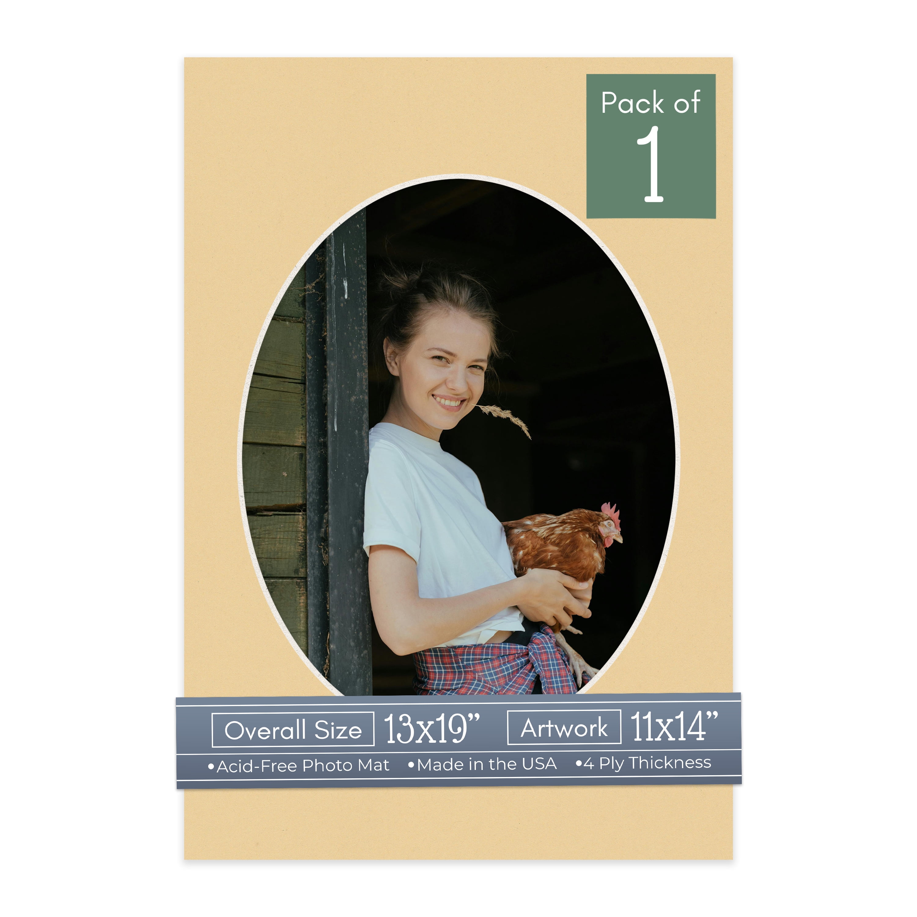Beige Picture Frame Mat for 13x19 Frames - Oval Opening for 11x14 ...