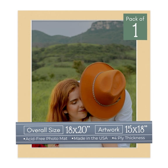 Beige Picture Frame Mat for 18x20 Frames - Fits 15x18 Photos - 1 Mat