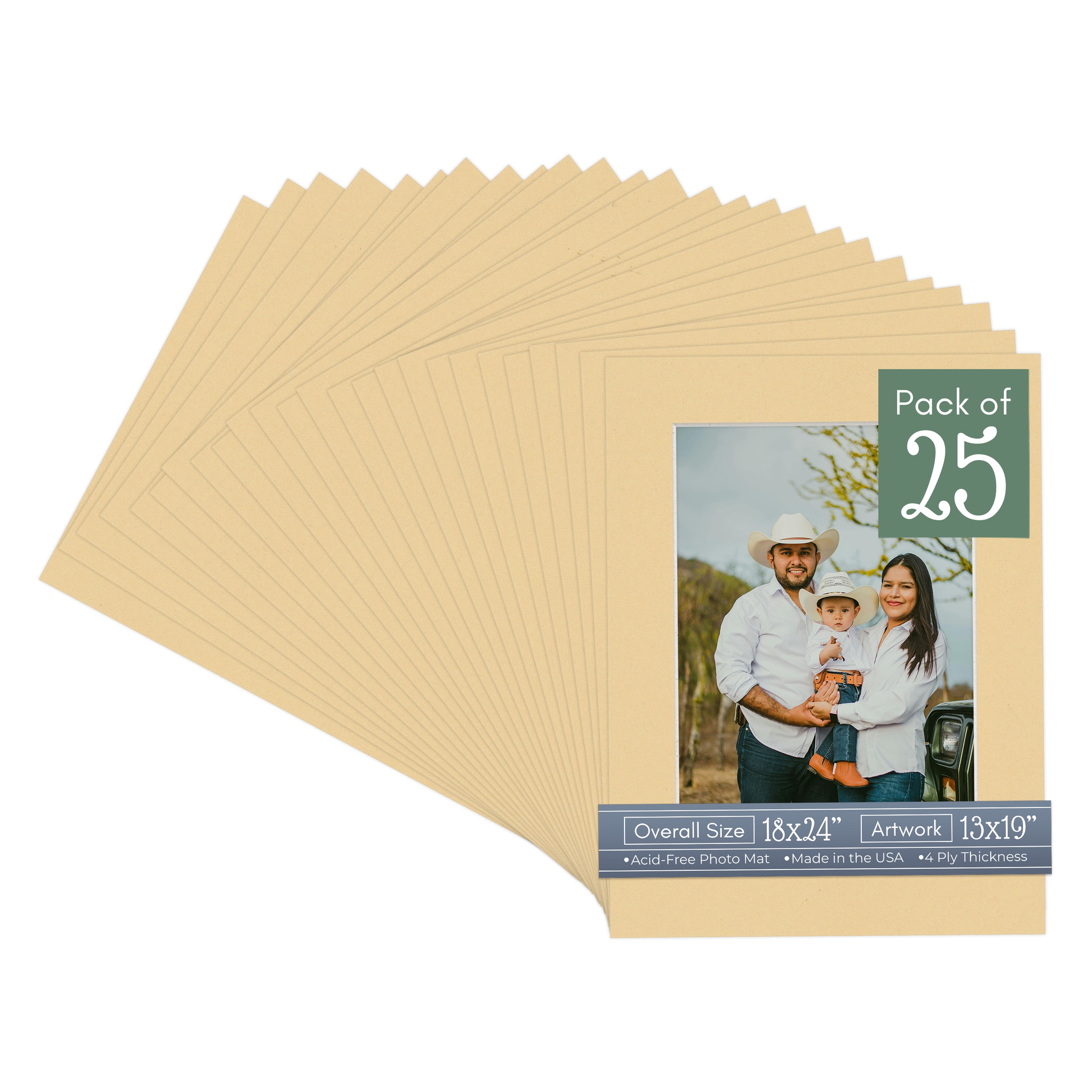 Beige Picture Frame Mat for 18x24 Frames - Fits 13x19 Photos - 25 Mats