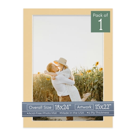Beige Picture Frame Mat for 18x24 Frames - Fits 15x22 Photos - 1 Mat
