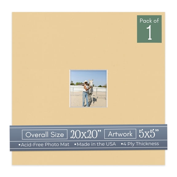 Beige Picture Frame Mat for 20x20 Frames - Fits 5x5 Photos - 1 Mat