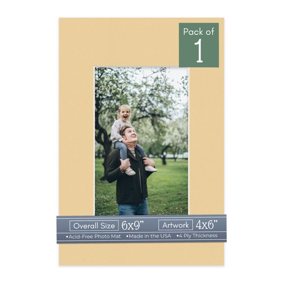 Beige Picture Frame Mat for 6x9 Frames - Fits 4x6 Photos - 1 Mat