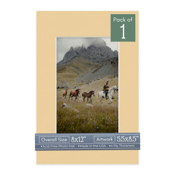 Beige Picture Frame Mat for 8x12 Frames - Fits 5.5x8.5 Photos - 1 Mat