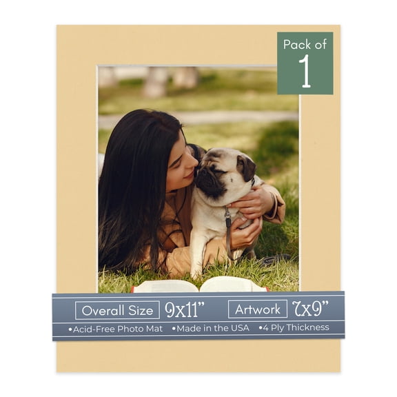 Beige Picture Frame Mat for 9x11 Frames - Fits 7x9 Photos - 1 Mat