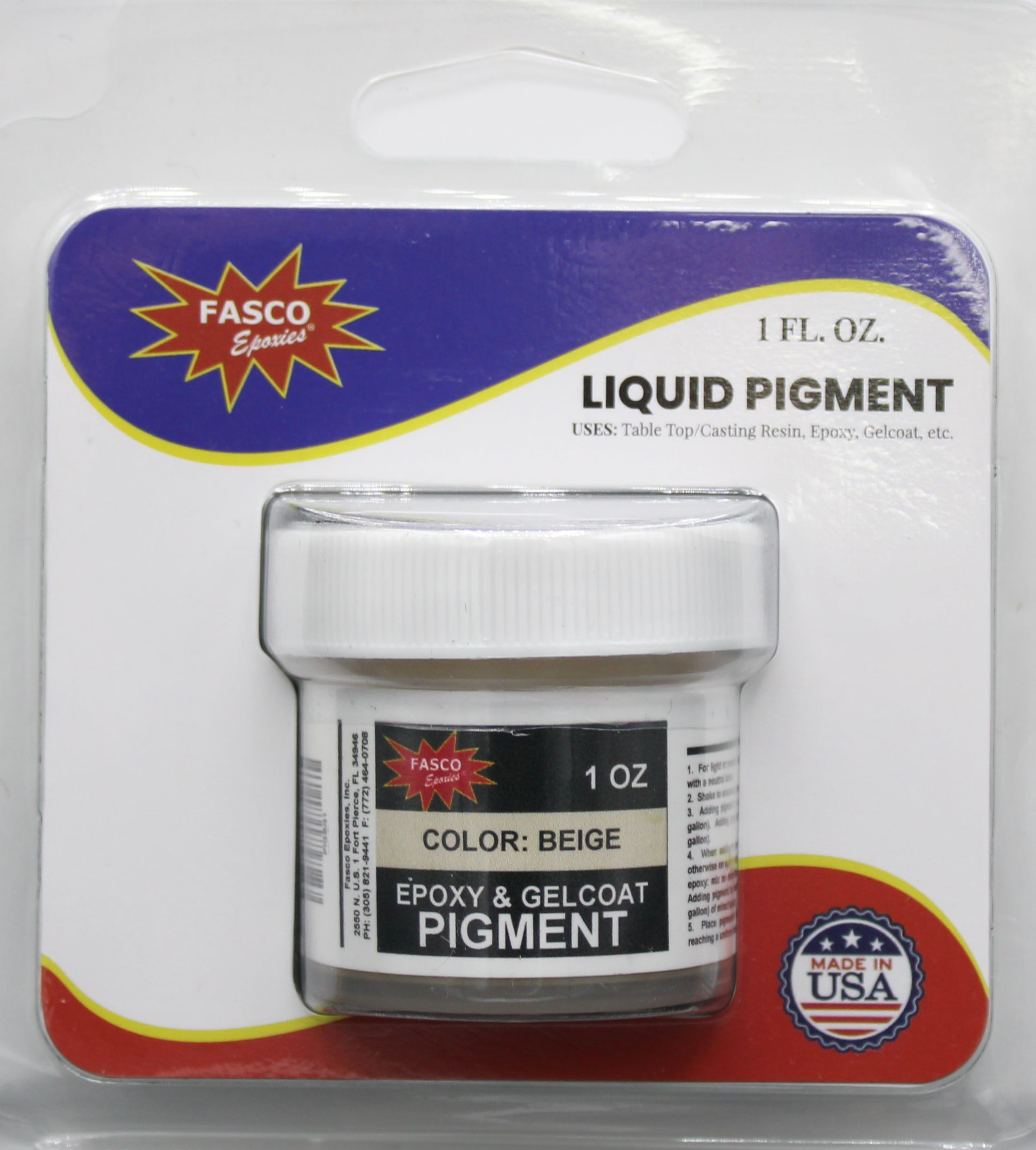 Beige Pigment by Fasco Epoxies, Inc. for Epoxy Resin, Gelcoat, Paint: 1 oz
