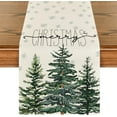 thumbnail image 1 of Beige Pine Tree Snowflake Merry Christmas Table Runner, Seasonal Winter Xmas Holiday Kitchen Dining Table Decoration for Home Party Decor 13 x 36 Inch, 1 of 6