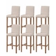 thumbnail image 1 of Beige Pink Floral Bar Stool Covers Set of 6, Spring Flowers Stretch Washable Bar Chair Covers with Backs, Removable Pub Counter Height Chair Cover for Kitchen Dining Room Cafe Farmhouse Botanical, 1 of 7