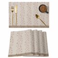 thumbnail image 1 of Beige Pink Floral Placemats Set of 4, Spring Flowers Placemats for Dining Table, Place Mats for Kitchen Tabletop, Waterproof Wipeable Dining Table Mats Set, 1 of 9
