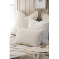 thumbnail image 1 of Beige Pinstripe Fringe Soft Linen Pillow 26x26 Down Insert, 1 of 12