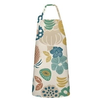 Beige Pioneer Flower and Leaf Pattern Apron-Garden Aprons for Women with Pockets-Cotton Linen Waterproof Kitchen Cooking Gardening Aprons Adjustable for Kitchen,Cooking,BBQ and Salon 33x27 Inch