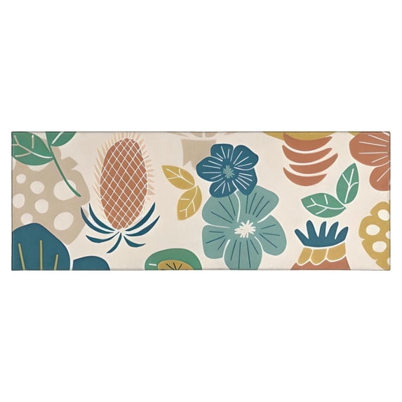 Beige Pioneer Flower and Leaf Pattern Kitchen Rug Mat,Kitchen Runner Rugs Non Skid Washable,Decorative Kitchen Floor Mats for Kitchen,Sink,Laundry,17"X47"