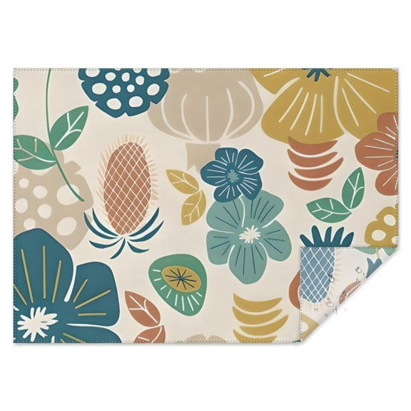 Beige Pioneer Flower and Leaf Pattern Rectangle Tablecloth 60"x84",Waterproof Polyester Rectangle Table Cloth, Wipeable Spillproof Polyester Tablecloth for Dining, Camping, Indoor and Outdoor