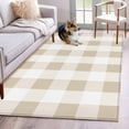 thumbnail image 1 of Beige Plaid Area Rug 4x6 FT, Non Slip Kids Room Carpet, Spring Summer Farmhouse Buffalo Checkered Washable Soft Floor Carpet Non-Shedding Throw Rug for Dorm Kitchen Study Room Home Office Bedside, 1 of 9