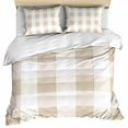 thumbnail image 1 of Beige Plaid Bedding 3 Piece Duvet Cover Set Full Size, Spring Summer Farmhouse Buffalo Checkered Soft Microfiber Comforter Cover with Zipper Closure & Pillowcases, Wrinkle & FadeResistant Quilt Cover, 1 of 9