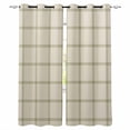 thumbnail image 1 of Beige Plaid Blackout Curtains for Bedroom/Living Room, Thermal Insulated Kitchen Curtains, Vintage Grid Stripe Minimalist Art Linen Grommet Darkening Window Treatment Drapes 42"x84"x2, 1 of 8