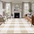 thumbnail image 1 of Beige Plaid Large Area Rug 8x10 FT, Non Slip Living Room Throw Carpet, Spring Summer Farmhouse Buffalo Checkered Washable Soft Indoor Outdoor Carpet Non-Shedding Rug for Bedroom Dining Room, 1 of 9