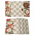 thumbnail image 1 of Beige Plaid Placemats Set of 4, Red Floral Japanese Abstract Buffalo Lattice Placemats for Dining Table, Place Mats for Kitchen Tabletop, Waterproof Wipeable Dining Table Mats Set, 1 of 9