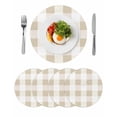 thumbnail image 1 of Beige Plaid Round 15 Inch Placemats Set of 4, Spring Summer Farmhouse Buffalo Checkered HeatResistant Non Slip Place Mats for Dining Table, Wipeable Braided Kitchen Table Mats for Housewarming, 1 of 9