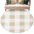 thumbnail image 1 of Beige Plaid Round Area Rug 5ft Washable Large Round Rug for Living Room, Soft Non-Slip Circle Rugs for Dining Room, Spring Summer Farmhouse Buffalo Checkered Floor Carpet for Bedroom Entryway Office, 1 of 7
