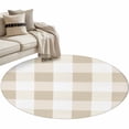 thumbnail image 1 of Beige Plaid Round Rug 3ft Area Rug Washable Soft Non-Slip 3' Circle Low Pile Rugs Spring Summer Farmhouse Buffalo Checkered Carpet for Bedroom Living Room Entryway Home Office Dining Room, 1 of 8