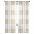 thumbnail image 1 of Beige Plaid Semi Sheer Curtains 108 Inch Length 2 Panels Set, Spring Summer Farmhouse Buffalo Checkered Sheer Kitchen Curtain Privacy Voile Window Curtain for Living Room Bedroom Rod Pocket Drapes, 1 of 7