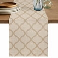 thumbnail image 1 of Beige Plaid Table Runner, Retro Country Moroccan National Geometrical Plaid Cotton Linen Kitchen Table Decoration Washable Dining Tabletop Runners for Home Party Decor 13x48 Inches, 1 of 9