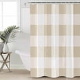 thumbnail image 1 of Beige Plaid Waterproof Fabric Shower Curtain, Spring Summer Farmhouse Buffalo Checkered Shower Curtain for Bathroom Curtains Bathtubs Hotel Washable Shower Curtains with 12 Hooks Stall 48x72in, 1 of 6