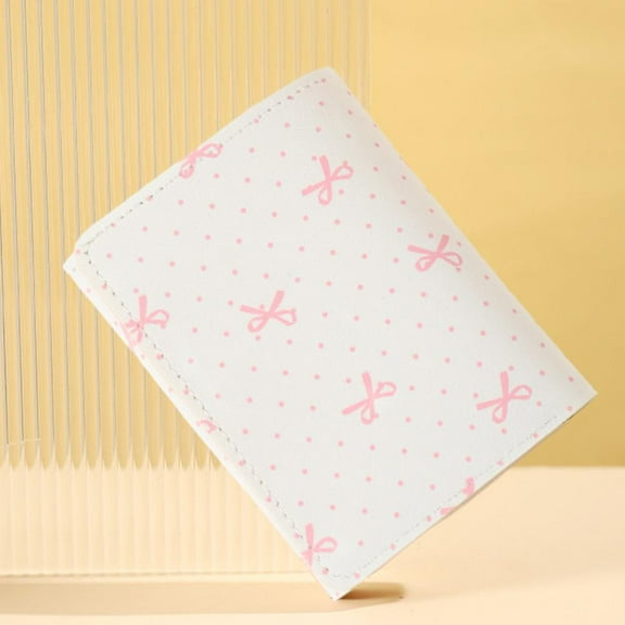 Beige Polka Dot Bowknot Fcute Creative Trifold Wallet With Large Capacity Multiple Card Slots Id Bag Coin Purse Student Multifunction Folding Wallet For Women