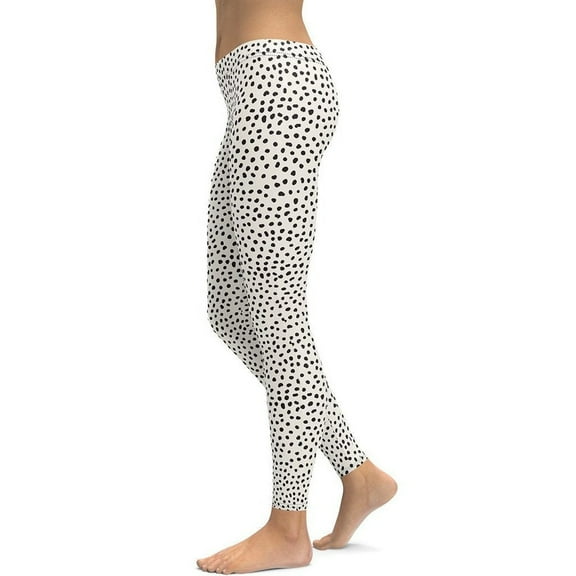 Beige Polka Dot Pattern Leggings Size: L for Women | FIERCEPULSE