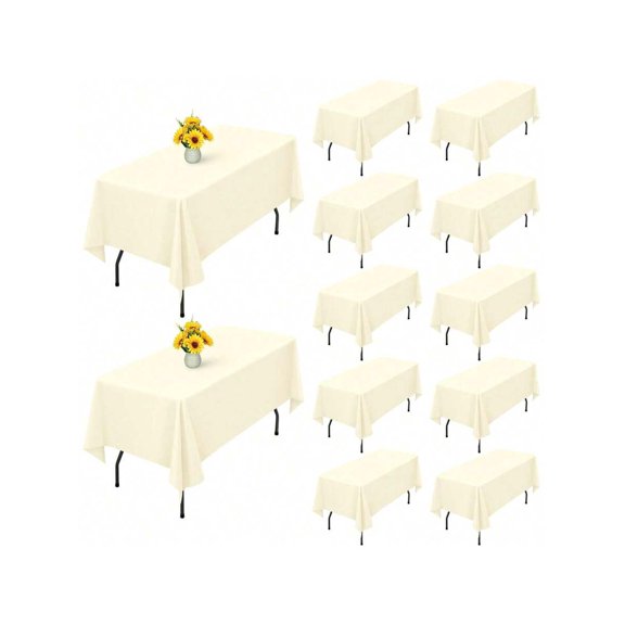 Beige Polyester Tablecloth 60x126 Inch Wrinkle Resistant 12 Pack for 8ft Rectangular Tables