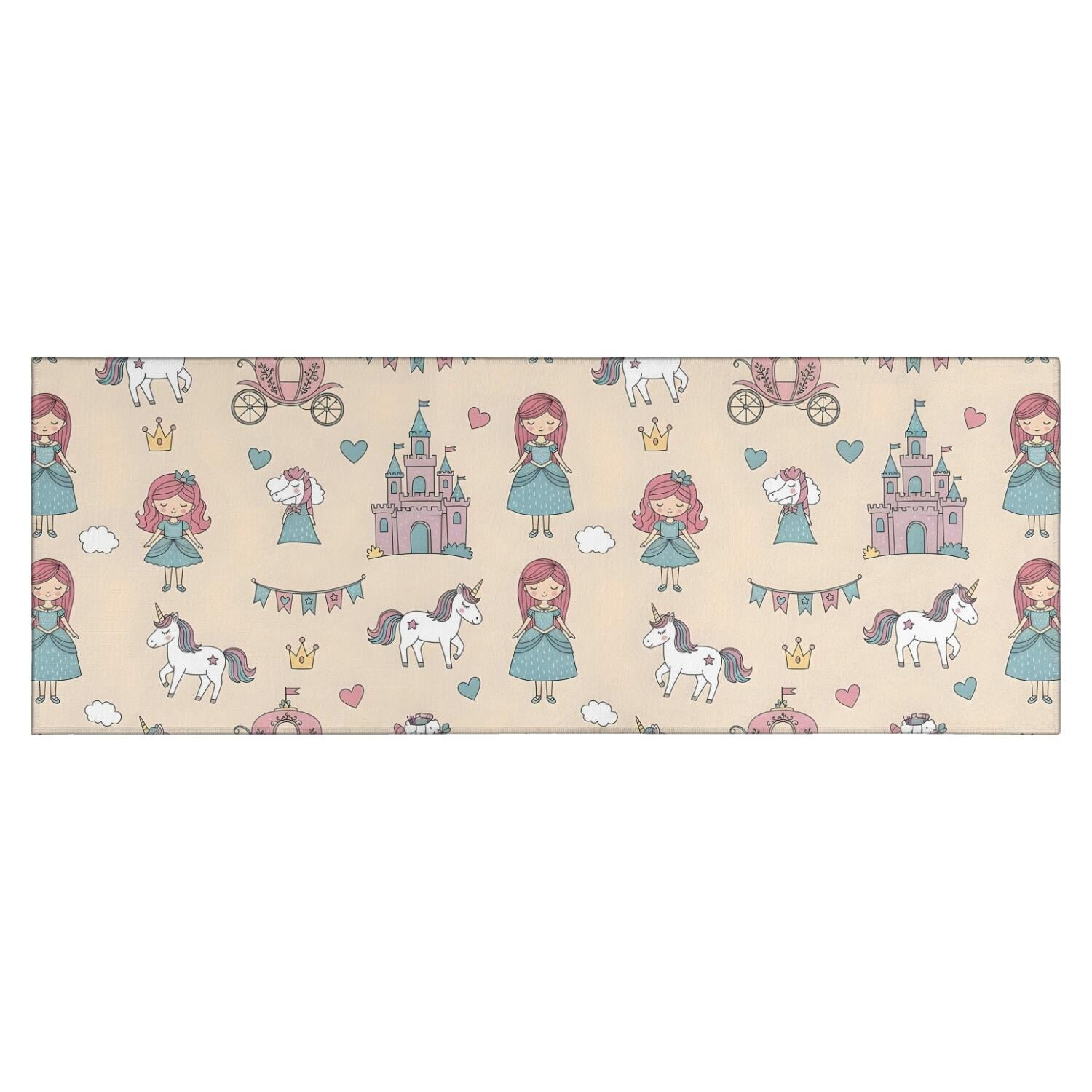 Beige Princess Carriage Pattern Kitchen Rug Mat,Kitchen Runner Rugs Non ...