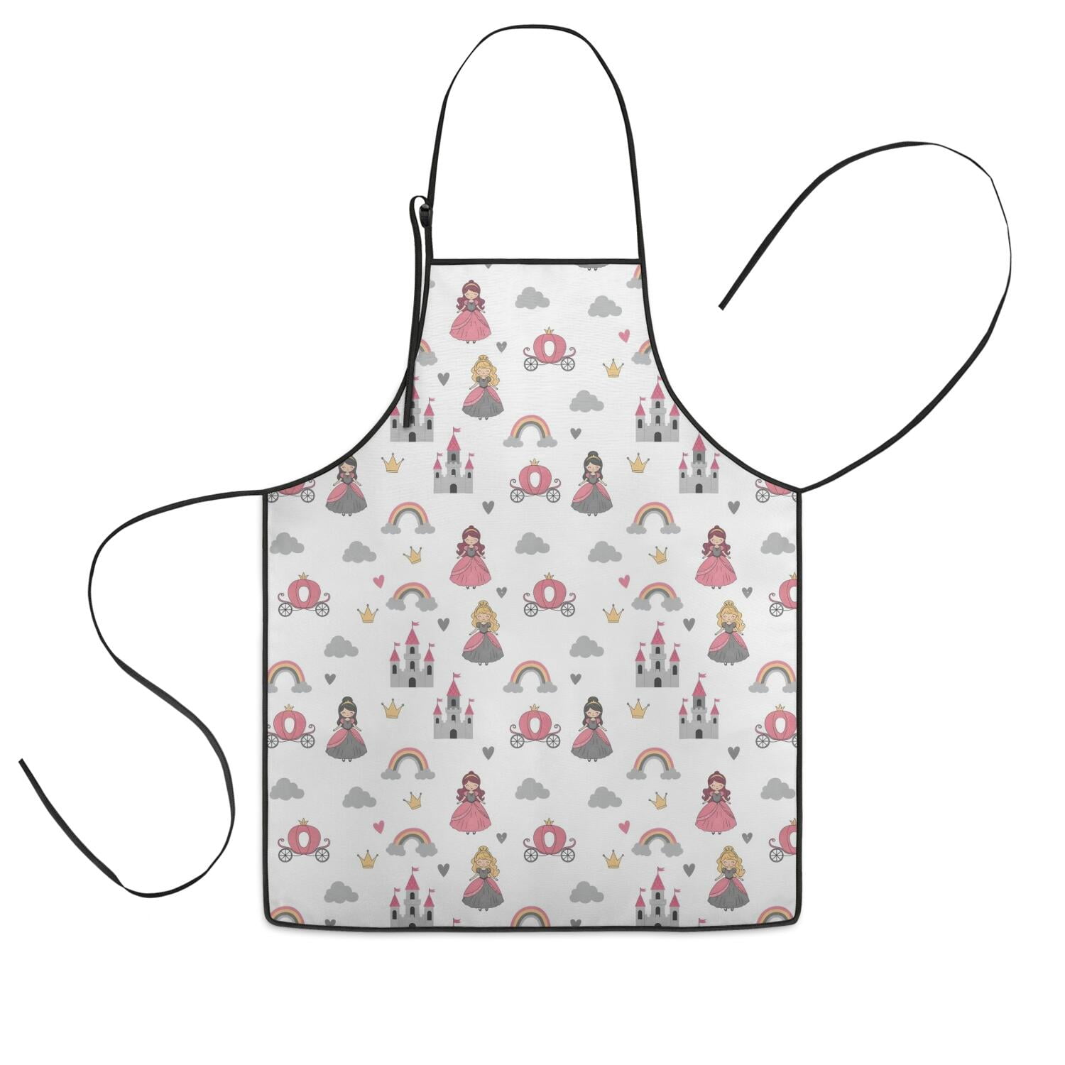 Castle Apron Beige Princess Castle Rainbow Pattern Kids Aprons for Girls and Boys ...
