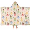 thumbnail image 1 of Beige Princess Dress Pattern Hooded Bath Towel，60"x35" for Ages 3 To 12 Kids, Quick Dry Lightweight Soft Microfiber Hood Beach Towel Cover Up for Kids, 1 of 7