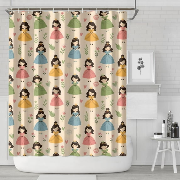Beige Princess Dress Pattern Shower Curtain 84"x72" ,Bathroom Decorative Shower Curtains Set with 12 Hooks,Modern Waterproof Washable Shower Curtain