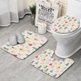 thumbnail image 1 of Beige Princess Flower Pattern Bathroom Rugs Sets 3 Piece,Toilet Cover Set,Absorbent Non Slip Bathroom Mats Sets with U-Shaped Contour Rug Toilet Rug Set, 1 of 5