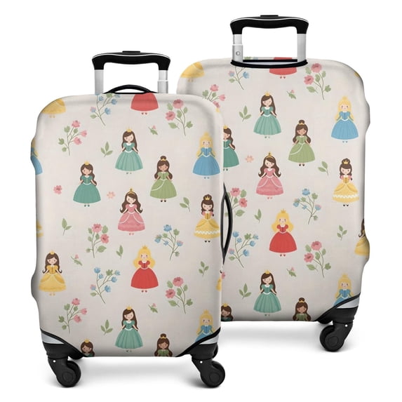 Beige Princess Flower Pattern Luggage Cover Fashion Suitcase Cover Baggage Covers Fit 25-28 Inch Luggage (Go Travel)