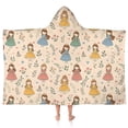 thumbnail image 1 of Beige Princess Leaf Pattern Hooded Bath Towel，50"x30" for Ages 3 To 12 Kids, Quick Dry Lightweight Soft Microfiber Hood Beach Towel Cover Up for Kids, 1 of 7